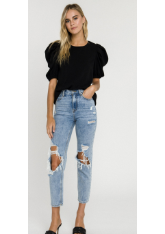 Stacey Puff Sleeve Top Black